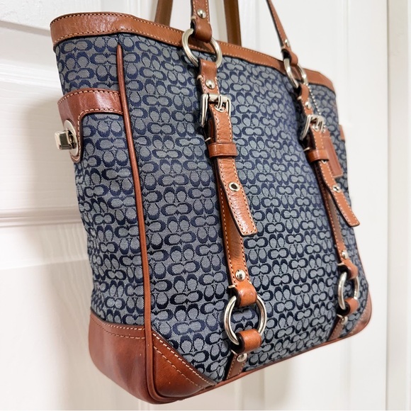 Coach Gallery Vintage Tote in Mini Signature Jacquard with Brown Leather Trim - Picture 3 of 13